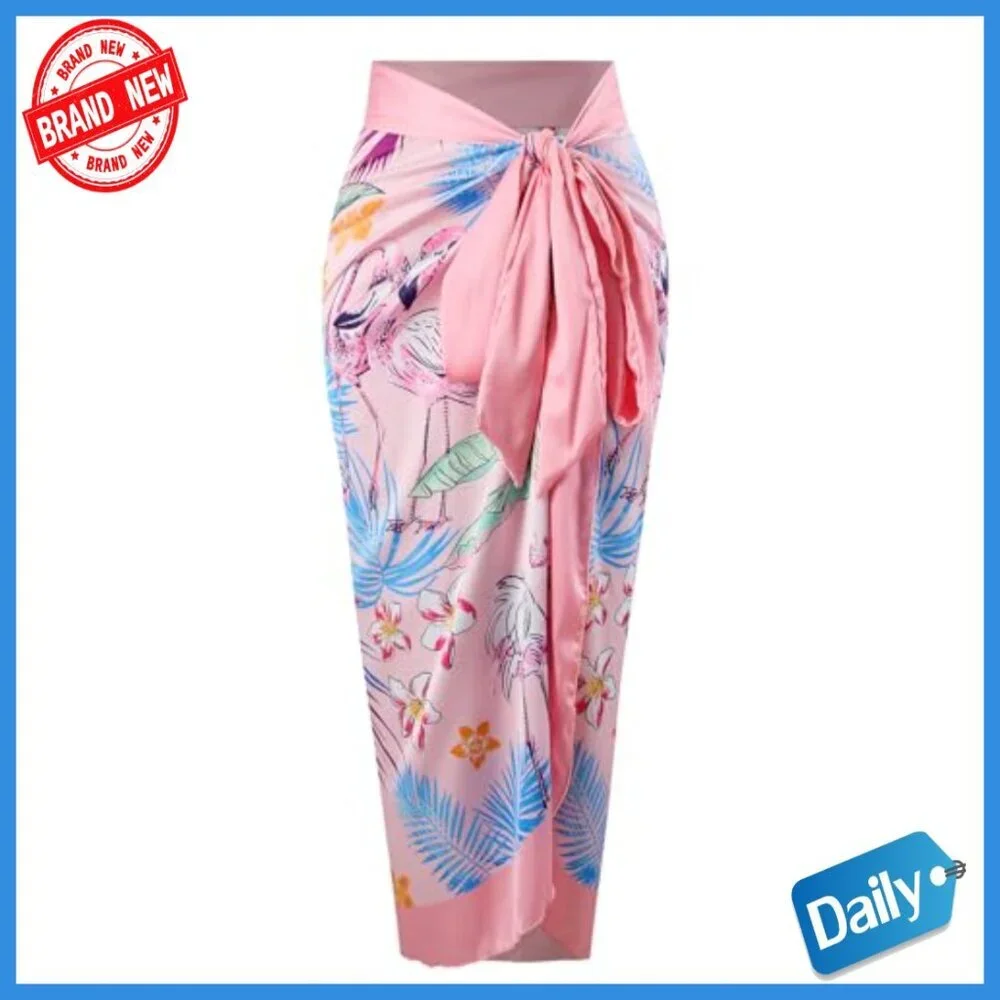 Floral Print One Piece Swimsuit with Cover Up Skirt Set, Slim Fit, Polyester